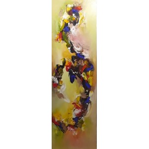 S. M. Naqvi, 18 x 60 Inch, Acrylic on Canvas, Abstract Painting, AC-SMN-141